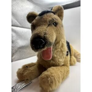 Dakin Soft Classics German Shepherd Plush 15” Laying Dog 1987 Vintage Black Tan